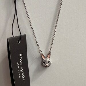 Kate Spade Silver and Pink Bunny Pendant Necklace